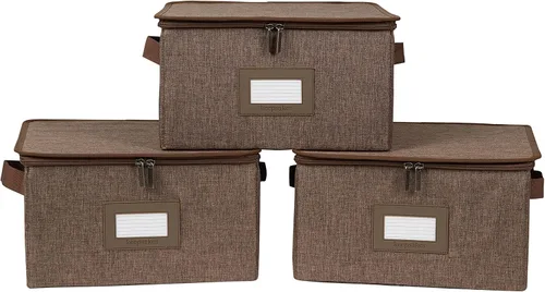 Miniatura 63 de Covermates Keepsakes - Juego de cajas de almacenamiento con cierre de cremallera, paquete de 3 cubos organizadores de poliéster resistente, diseño