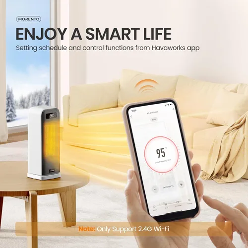 Miniatura 5 de MORENTO Calentadores de espacio para uso en interiores, calentador eléctrico portátil con termostato, control inteligente y de voz, seguridad