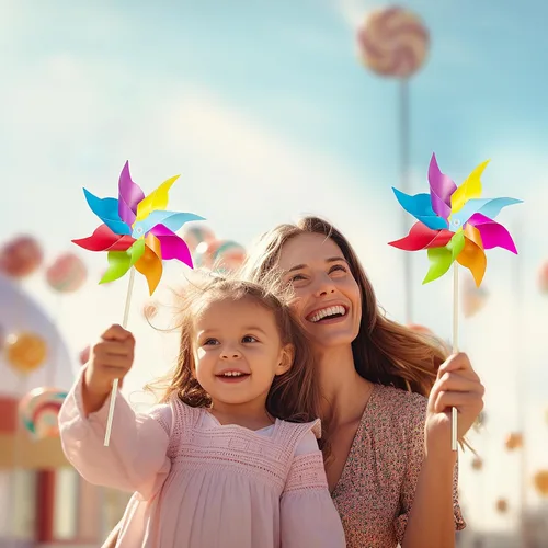Miniatura 3 de HOOSUN Paquete de 12 Molinillos Arcoíris para Patio y Jardín, Decoraciones Arcoíris para Fiestas de Niños, Molinillos de Viento de Jardín Coloridos