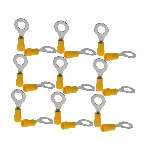 Miniatura 9 de Heyiarbeit 100 Uds AWG22-16 Conectores de terminales de anillo aislado M6 Terminales de anillo eléctrico Conectores de crimpado de alambre rojo