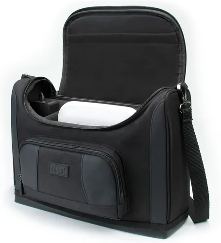 USA Gear Estuche portátil para impresora fotográfica, bolsa de mensajero con separadores acolchados compatible con Canon Selphy CP1500, Selphy Negro