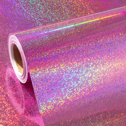 Homeral Rollo de papel de regalo rosa holográfico con galaxia rosa brillante para cumpleaños, baby shower, despedida de soltera, boda, día de la