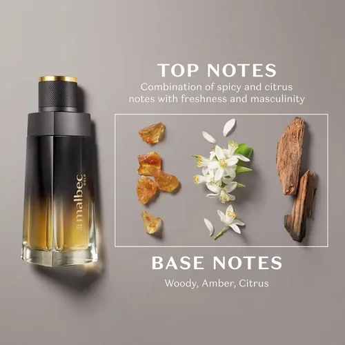 Miniatura 3 de Malbec Exquisite Gold Eau de Toilette de O Boticário, Colonia para Hombre de Larga Duración Fragancia Masculina, Aroma de Vino Tinto Envejecido