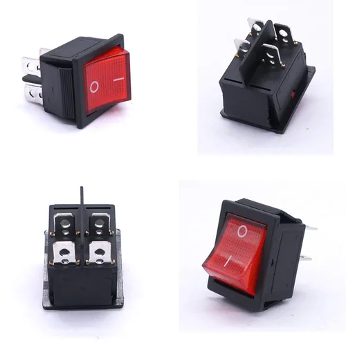 Miniatura 6 de Taiss 5 interruptores basculantes DPST ON/OFF de 4 pines 2 posiciones 16A 250VAC/20A 125VAC con luz roja iluminada interruptor de palanca basculante
