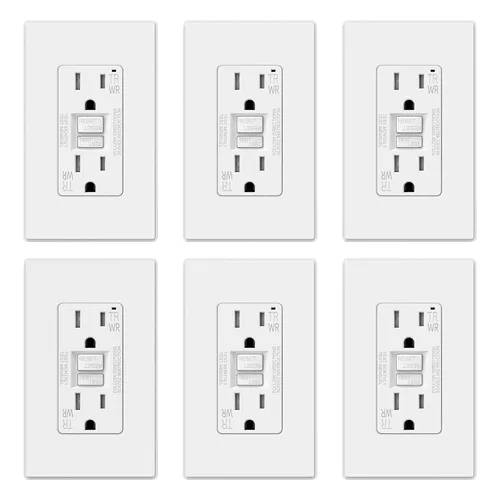 Miniatura 25 de ELEGRP Salida GFCI para Exteriores, Receptáculo GFI Eléctrico de Autoprueba de 15 Amperios con Diseño Más Delgado, Receptáculo GFCI Resistente a