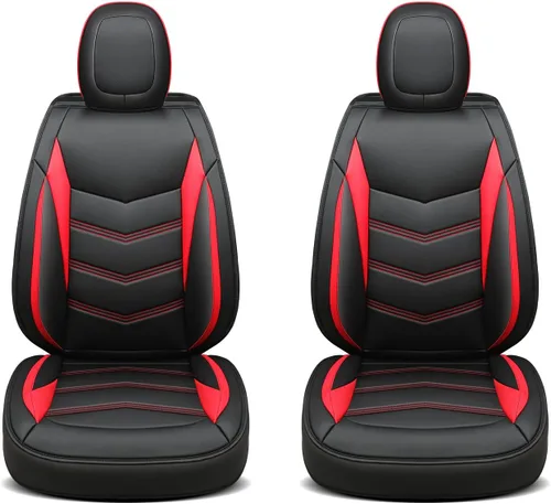 Miniatura 8 de LUCKYMAN CLUB Fundas de asiento solo delanteras para Tacoma 2005-2023 con piel sintética impermeable (solo delantero, rojo)