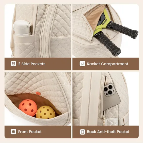 Miniatura 5 de Sucipi Bolsas de tenis para mujeres, Mochila bolsa acolchada para raqueta de tenis para raqueta de tenis, palas de pickleball, bádminton