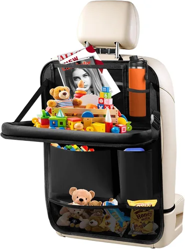 Miniatura 16 de Organizador de asiento trasero de automóvil, paquete de 2 organizadores de asiento trasero de automóvil con soporte para tableta de 11 pulgadas, 10