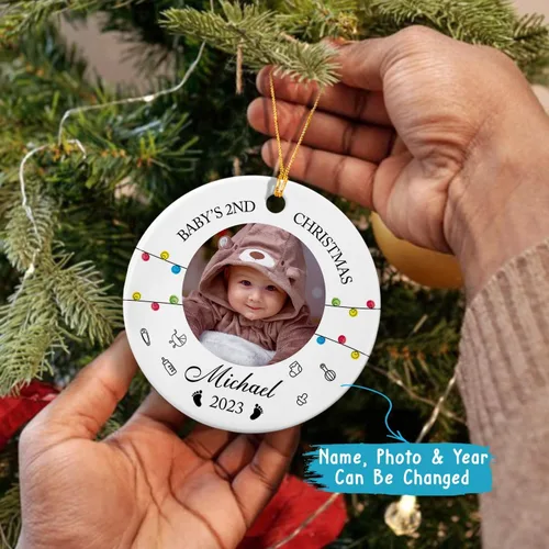 Miniatura 3 de Foto personalizada para el primer adorno de Navidad del bebé 2026, regalo de recuerdo del bebé, adornos de foto de primera Navidad para bebé