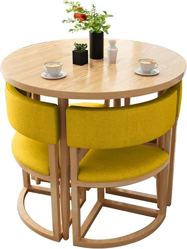 Miniatura 10 de Mesa de cocina y sillas para 4, juego de mesa redonda de comedor para 4, negociación de conferencias pequeñas, 1 mesa y 4 sillas, mesas de café