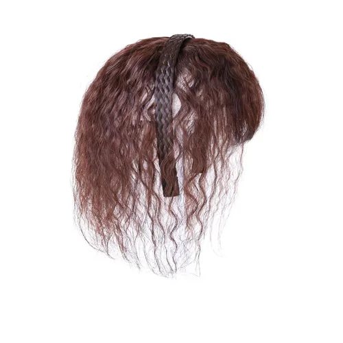 Miniatura 7 de viviaBella Diadema de trenza trenzada de 10 pulgadas para mujer, extensiones de cabello humano con clip y flequillo (rojo cobre)
