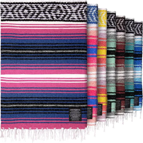 Miniatura 12 de Hydration Nation Auténtica manta mexicana extra grande (70 x 50 pulgadas), yoga tejida a mano, serape, falsa artesanal, playa, campamento, picnic