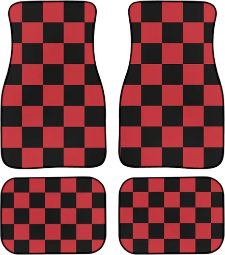 Miniatura 7 de Juego de 4 alfombrillas para piso de automóvil, diseño de flores con estampado de margaritas negras, alfombrillas delanteras y traseras