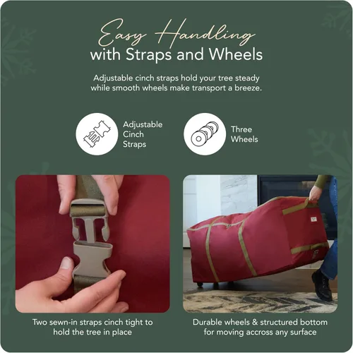 Miniatura 5 de Covermates Keepsakes Bolsa con Cincha y Ruedas para Árbol de Navidad – Almacenamiento Navideño de Poliéster Resistente con Ruedas, Asas Reforzadas