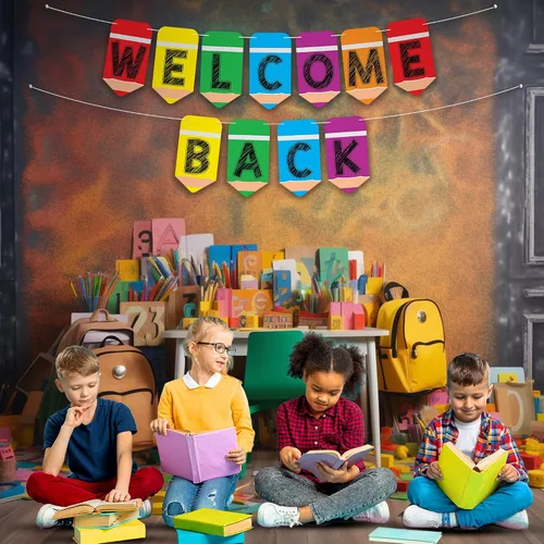 Miniatura 4 de KatchOn, Cartel de bienvenida para decoración de aula, grande, 10 pies, sin bricolaje, telón de fondo para decoración del primer día de escuela