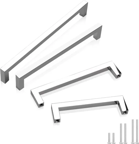 Miniatura 9 de GOBEKOR Paquete de 10 manijas sólidas de níquel cepillado para gabinetes de cocina con orificios centrales de 5 pulgadas, tiradores de cajón