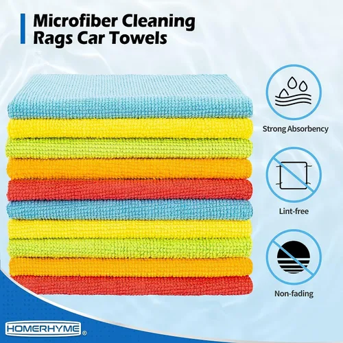 Miniatura 2 de Toallas de microfibra para automóviles, paquete de 24 paños de limpieza de microfibra, toallas de limpieza de 11.5 x 11.5 pulgadas, absorbentes a