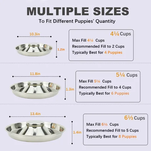 Miniatura 5 de Cuencos de acero inoxidable para cachorros, cachorros que alimentan alimentos y agua, comedero para platos, 10.3 pulgadas 1 - Paquete