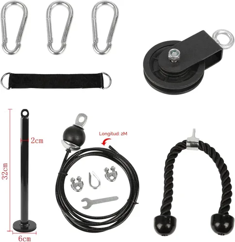 Miniatura 2 de LFJ Sistema de Poleas con Cable LAT para Jalones y Levantamiento de Peso, Accesorio de Polea de Máquina con Cable para Jalones de Tríceps, Curl