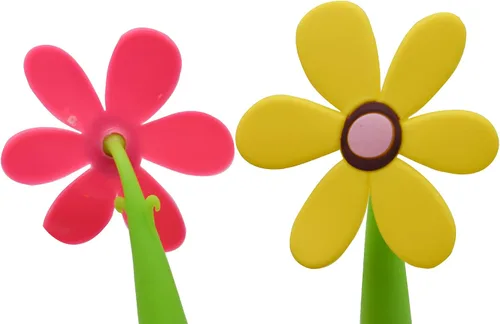 Miniatura 7 de Maydahui Juego de 4 bolígrafos de flores con soporte para macetas en el escritorio, bonito diseño creativo colorido para fiesta de estudiantes, día