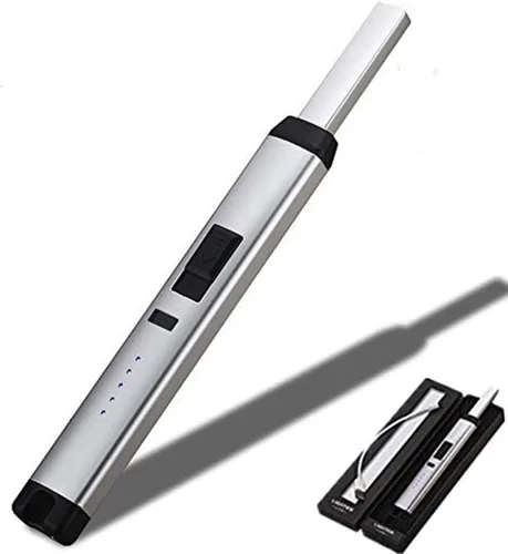 Miniatura 9 de Encendedor de arco de plasma recargable USB con bloqueo de seguridad, indicador de encendido, resistente al viento, negro Negro (balck)
