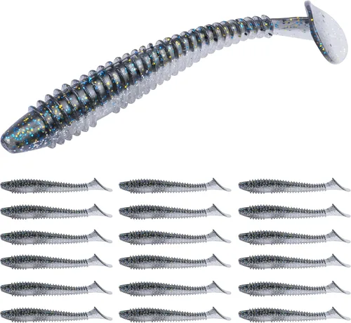 Miniatura 30 de RUNCL Swimbaits - Paleta de 10/20/30/40 unidades, cola de paleta de 5/4/3/2 pulgadas, señuelo suave para lubina de trucha, cebo de plástico duradero