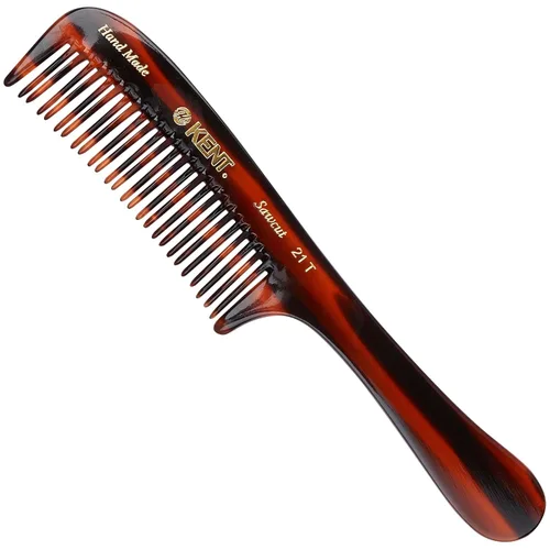 Kent Peine desenredante de cabello grueso 21T, dientes anchos para cabello largo y grueso, rizado y ondulado, peine desenredante para cabello húmedo