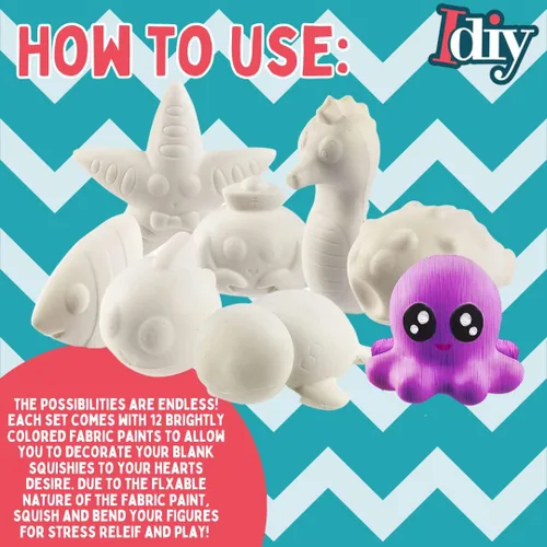 Miniatura 4 de Idiy Kit de manualidades Jumbo Squishy Toys (paquete de 8 animales marinos) – Pinta tus propios Squishies de levantamiento lento DIY Ocean Art Set