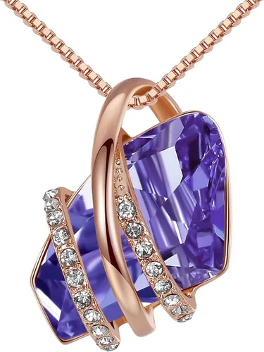 Miniatura 57 de Leafael Wish Stone - Collar con dije chapado en oro rosa de 18 quilates, con cristales de Swarovski, joyería de piedra natal, 18 pulgadas + 2