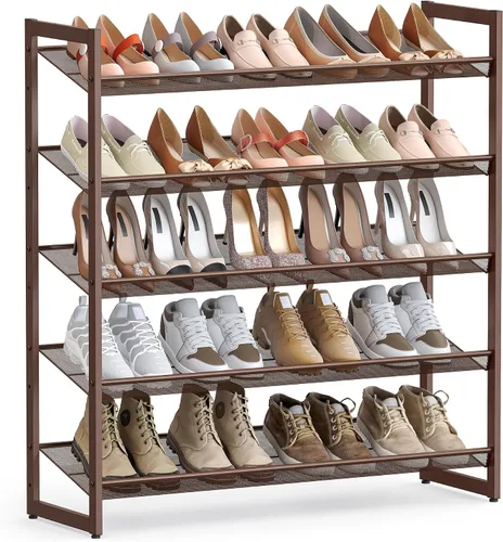 Miniatura 14 de SONGMICS ULMR03A organizador de zapatos con 3 estantes de metal apilables en dos posiciones (plano e inclinado) para armario, habitación o entrada