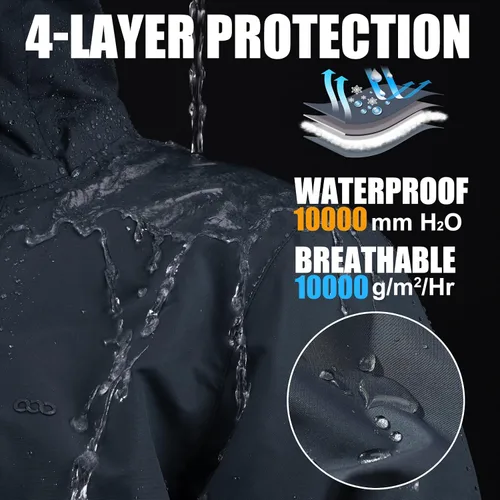 Miniatura 4 de 33,000ft Chaqueta de invierno impermeable aislada con capucha, abrigos largos Anorak acolchado cálido parka para esquí deportes de nieve
