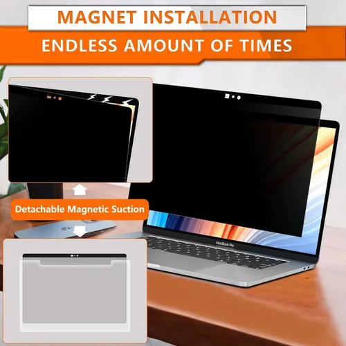 Miniatura 6 de ZOEGAA Pantalla de privacidad para MacBook Pro de 13 pulgadas (2012-2015), protector de pantalla de privacidad magnético extraíble anti luz azul
