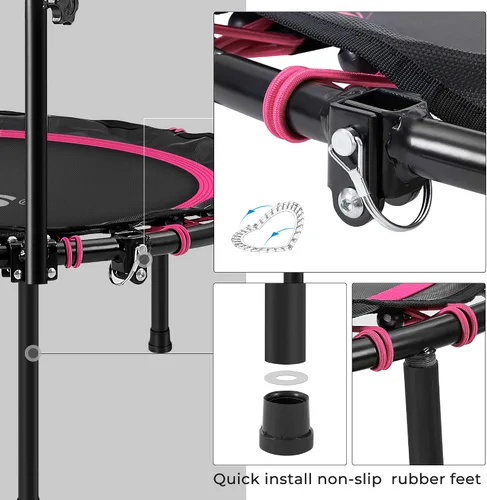 Miniatura 4 de SONGMICS Mini trampolín de fitness de 40 pulgadas, rebote de fitness con pasamanos ajustable, trampolín plegable para entrenamiento en casa, carga