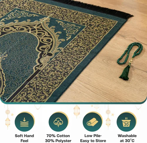 Miniatura 3 de Alfombra de oración musulmana con cuentas de oración islámica, tapete de oración de viaje, regalos islámicos para mujeres, oración portátil, islam