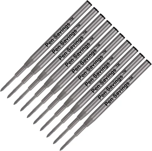 Pen Savings - Paquete de 10 repuestos de bolígrafo compatibles con bolígrafos Montblanc Twist Style Ballpoint, punta media (paquete a granel) (negro)