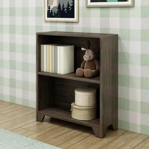 Max & Lily Estantería moderna de 2 estantes, de madera maciza para dormitorio de niños, color marrón madera de granero Barnwood Marrón
