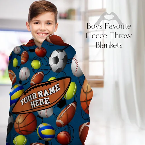 Miniatura 3 de Manta personalizada para niños y niñas, fútbol, voleibol, tenis, manta personalizada para niños, manta personalizada para viajes, manta de regalo V2