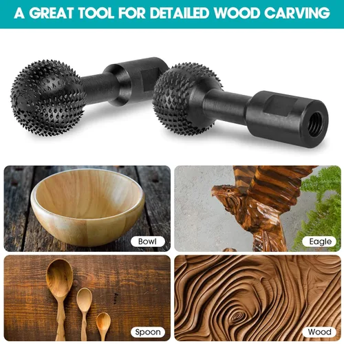 Miniatura 6 de BLEKOO 2 rebabas rotativas de esfera con roscas de 5/8-11, herramientas de tallado de madera para amoladora angular de 4 1/2 y 5 pulgadas