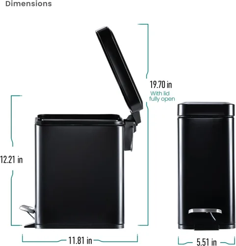 Miniatura 9 de Home Zone Living 1.3 galones pequeño cubo de basura para baño con tapa y pedal de paso, cesto de basura de acero inoxidable con diseño delgado