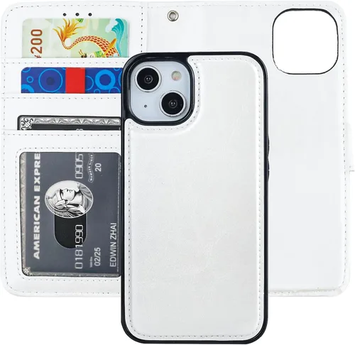 Miniatura 22 de Bocasal Funda tipo cartera desmontable para iPhone 15 con bloqueo RFID, ranuras para tarjetas, soporte de cuero PU premium, soporte magnético tipo