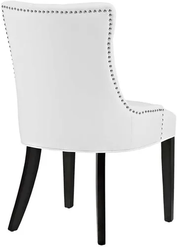 Miniatura 4 de Hawthorne Collections Regent - Silla de comedor moderna tapizada de piel sintética con ribete de clavos, color blanco