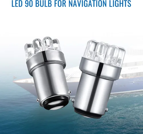 Miniatura 5 de Honoson 4 bombillas LED 90 1004 de repuesto LED marino BA15D bombilla LED para luces de navegación de barcos, luces de anclaje de barco, luces
