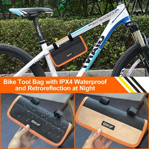Miniatura 6 de Bolsa de reparación de bicicletas con bomba de neumáticos, kit de herramientas portátil para viajes de campamento, parches sin pegamento, artículos
