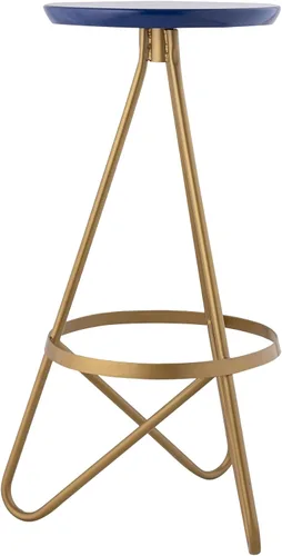 Miniatura 8 de JONATHAN Y Spiroa - Taburete de bar moderno de metal sin espalda de 30 pulgadas, silla de bar de hierro negro y dorado con reposapiés para isla