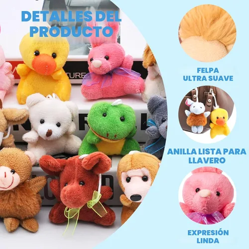 Miniatura 4 de Joyin - Juego de 24 mini juguetes de peluche de animales pequeños surtidos (24 unidades de 3 pulgadas cada una), llaveros de animales para decorar