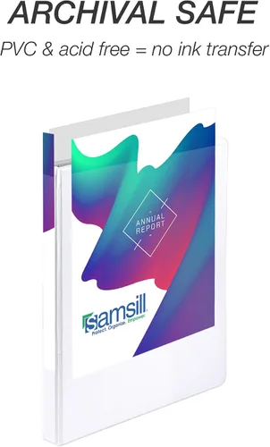 Miniatura 5 de Samsill - Carpeta duradera de 5 pulgadas, fabricada en los Estados Unidos, con anillos en D, transparente y personalizable, color blanco
