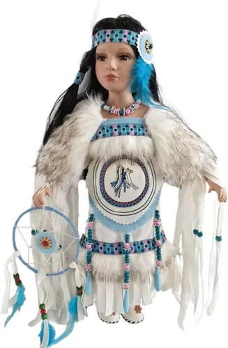 Miniatura 3 de KINNEX COLLECTIONS SINCE 1997 Muñeca coleccionable de porcelana india india americana de 16" (Induma) D16747 Editon