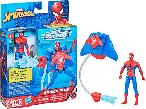 Miniatura 10 de Marvel Spider-Man Aqua Web Warriors - Figura de acción de Spider-Man de 4 pulgadas con accesorio de equipo de agua recargable, figuras de acción