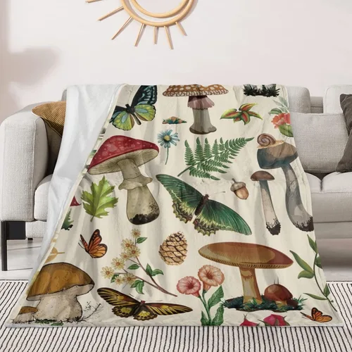 Miniatura 9 de Manta de hongo, regalos para mujeres, manta de franela de vellón suave y acogedora para todas las estaciones, para sofá, sillón, manta de decoración