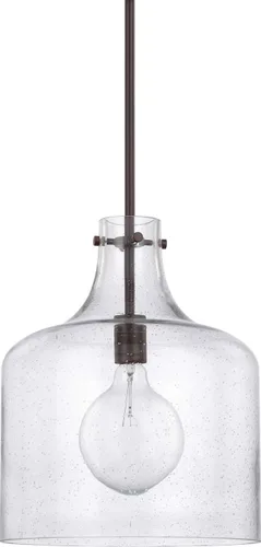 Miniatura 7 de HomePlace Lighting 325712MB Crawford - Lámpara colgante con tarro de vidrio transparente industrial/urbano, 1 luz de 100 vatios, 15 pulgadas de alto
